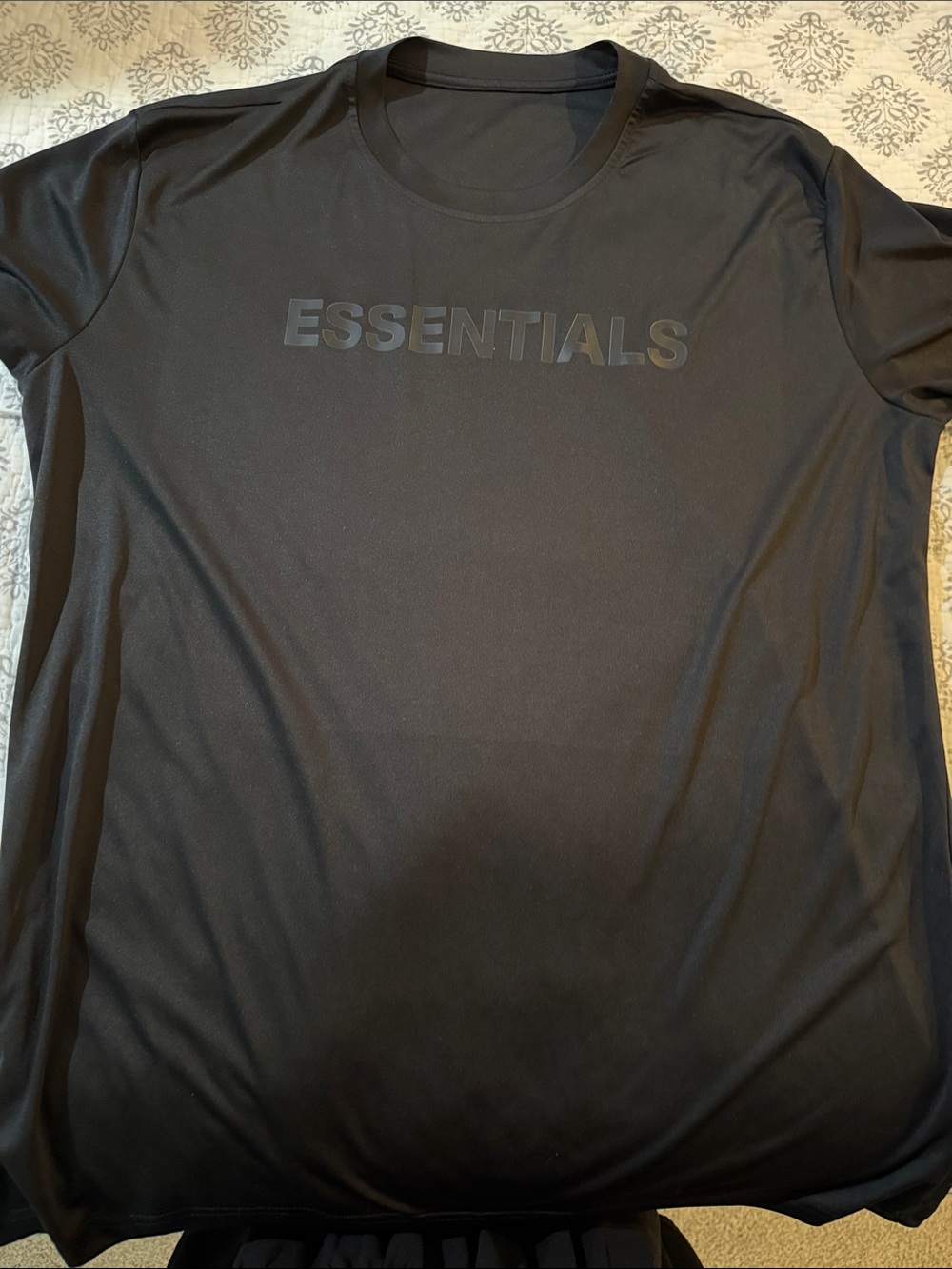 Essentials Black microfiber Tee with Subtle Gloss Logo